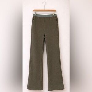 Olive Green Casual Knit Pants - Women